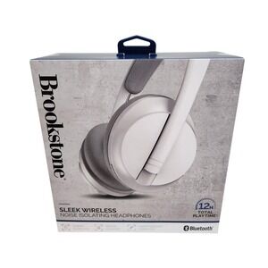 Brookstone Sleek Wireless Over Ear Headphones White Bluetooth USB-C 12H Playtime